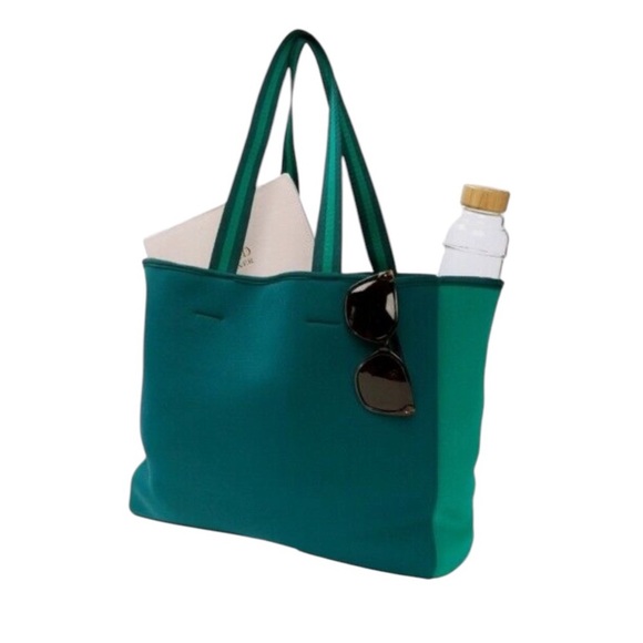 Summersalt Neoprene Water Resistant Beach Bag Green Tote Carryall - Picture 1 of 7